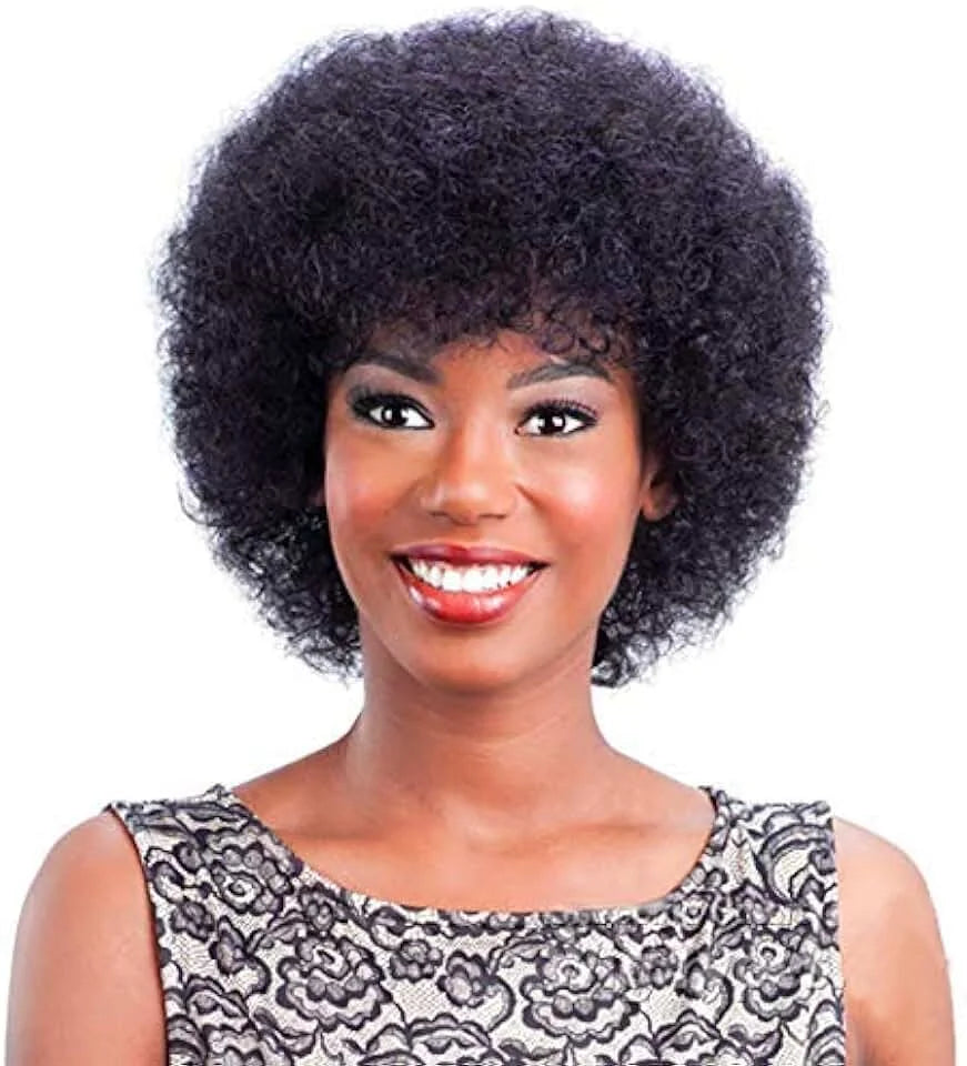 Afro Kinky Curly Human Hair Short Wigs for Women Fluffy Machine Made Wig Human Hair Pixie Cut Natural Looking