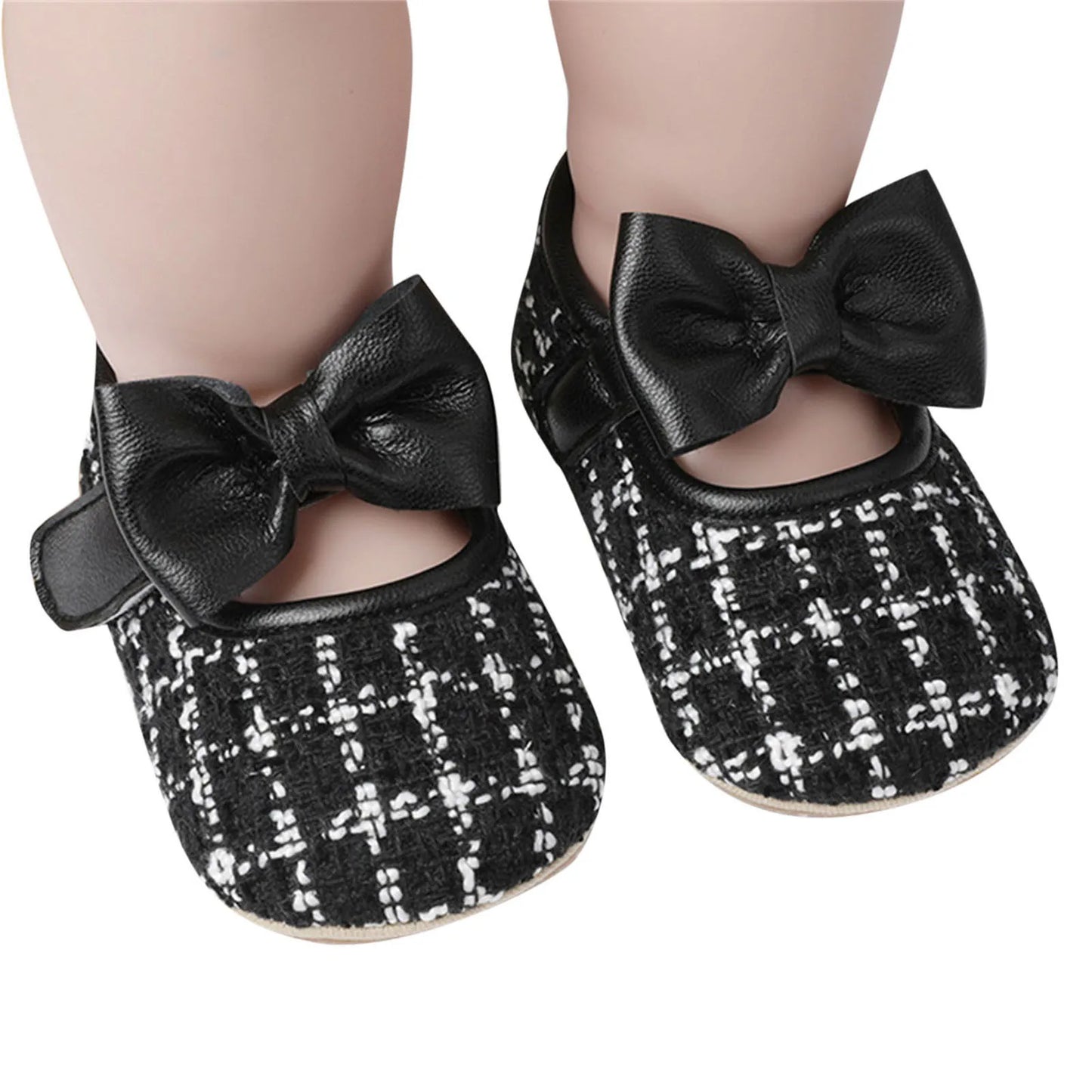 New Fashion Infant Baby Girls Single Shoes Plaid Bowknot First Walkers Shoes Toddler Party Sandals Soft Soled Princess Shoes