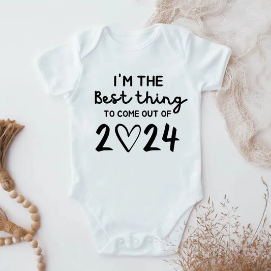 I'm the Best Thing 2024 Newborn Baby Clothes White Cotton Summer Bodysuits for Infants Short Sleeve Boys Girls Romper
