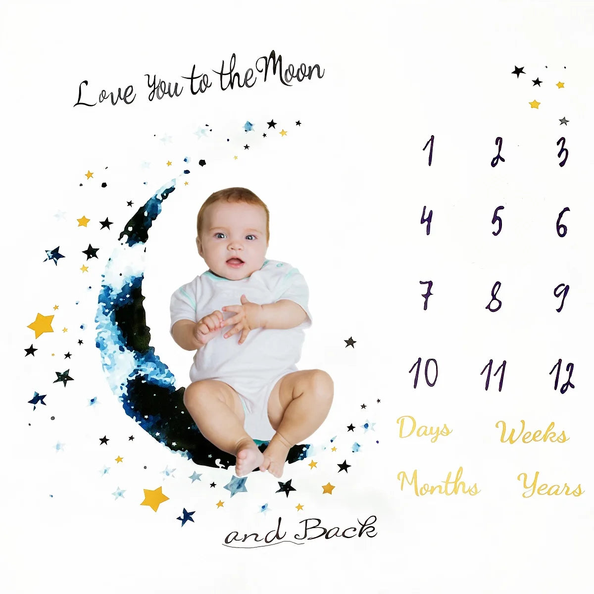 Baby Milestone Blanket Infant Photo Props Background Mats Portray Diaper Baby Calendar Grow Backdrop Cloth Photography Accessory