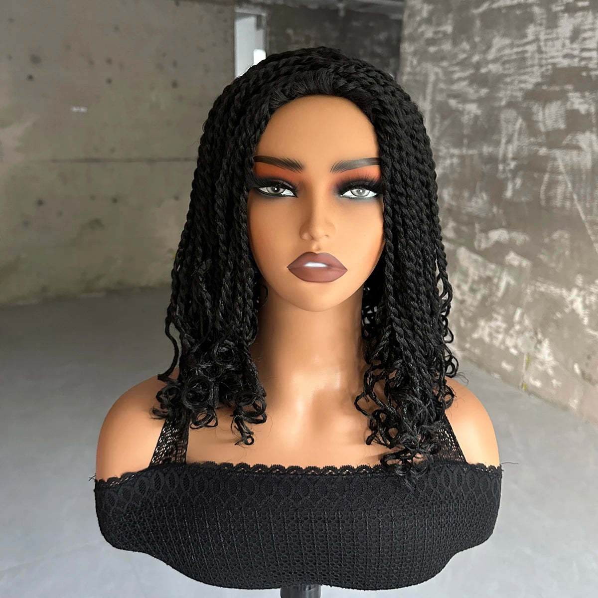 12Inch Short Synthetic Braided Wigs For Black Women Heat Resistant Crochet Box Braided Bob Wig African Braiding Hair Wig Bob