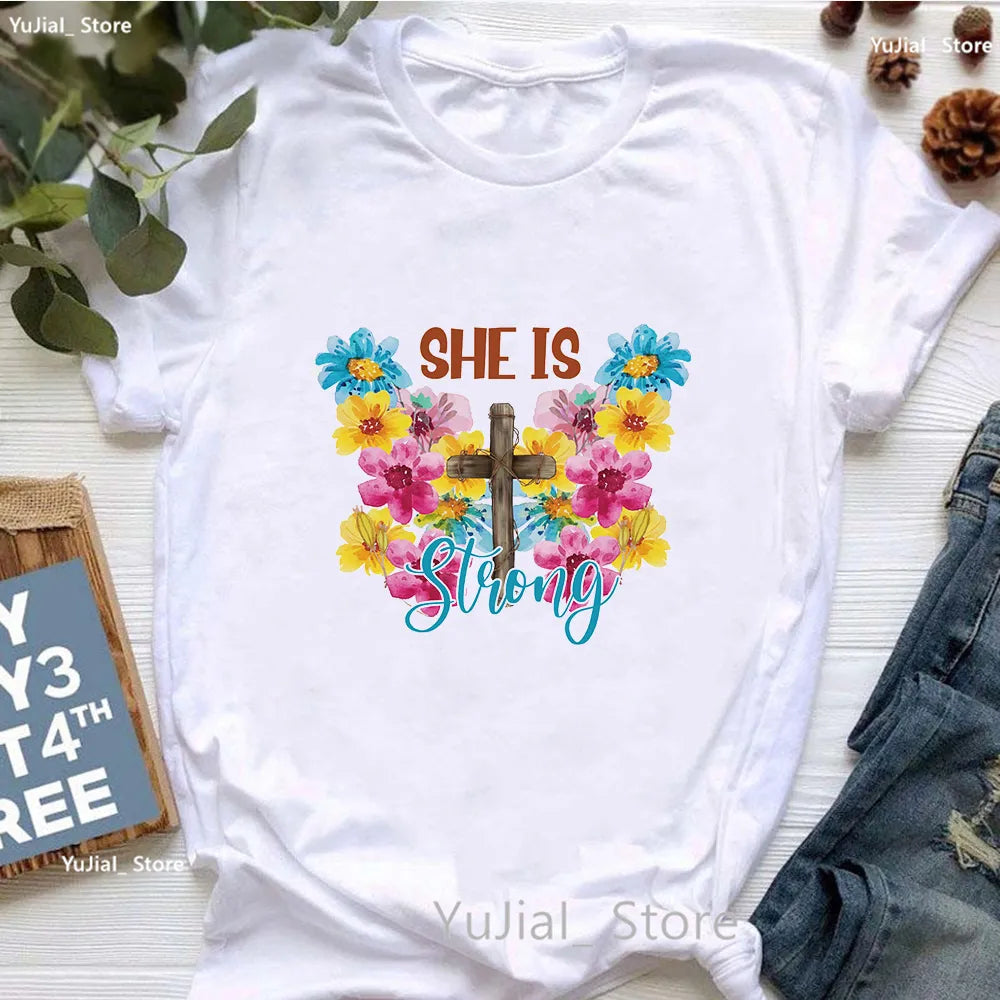 All My Hope Is In Jesus Graphic Print T-Shirt Women