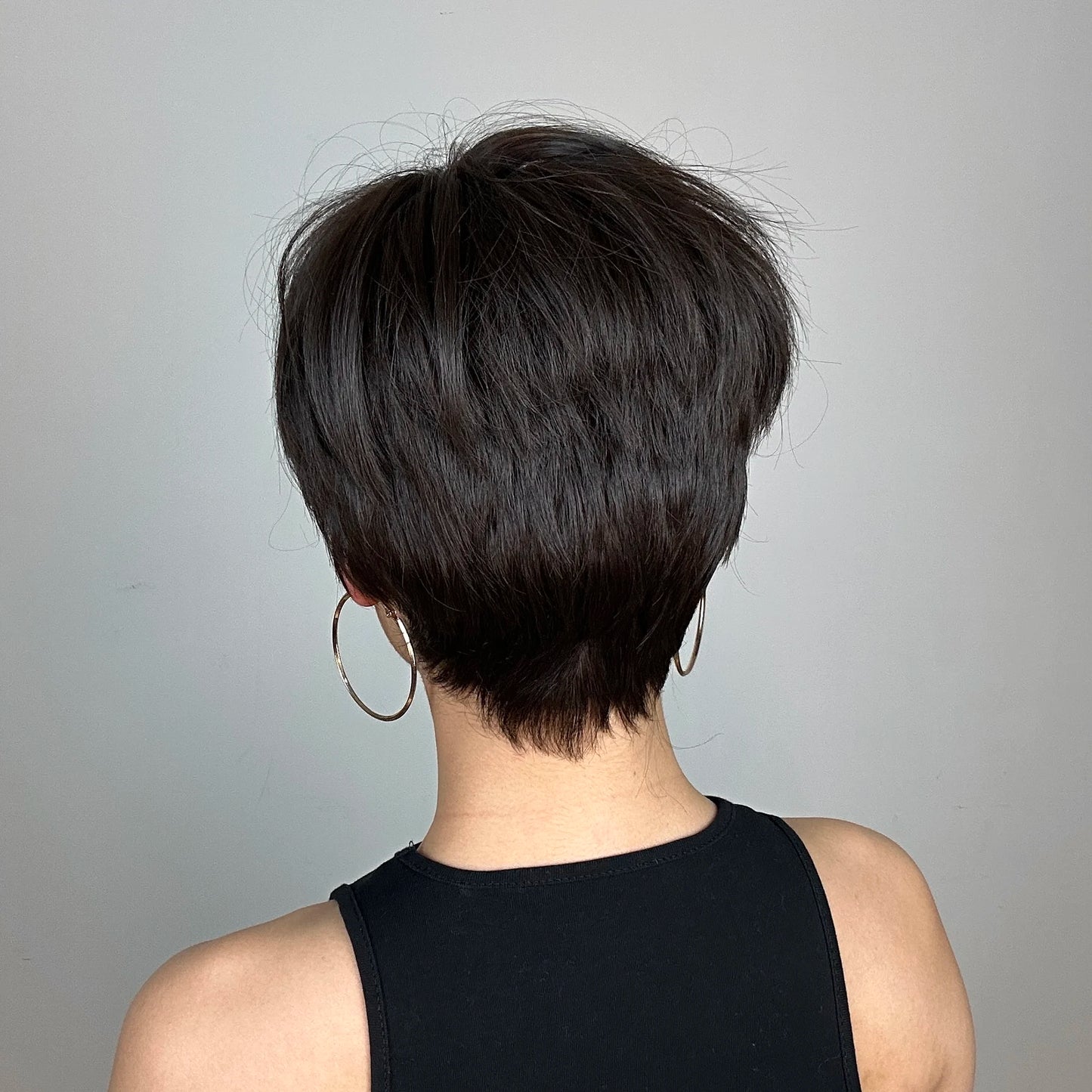 Pixie Cut Wigs for Women Natural Synthetic Short Black Layered Hair Wig with Fluffy Bangs Afro Daily Heat Resistant