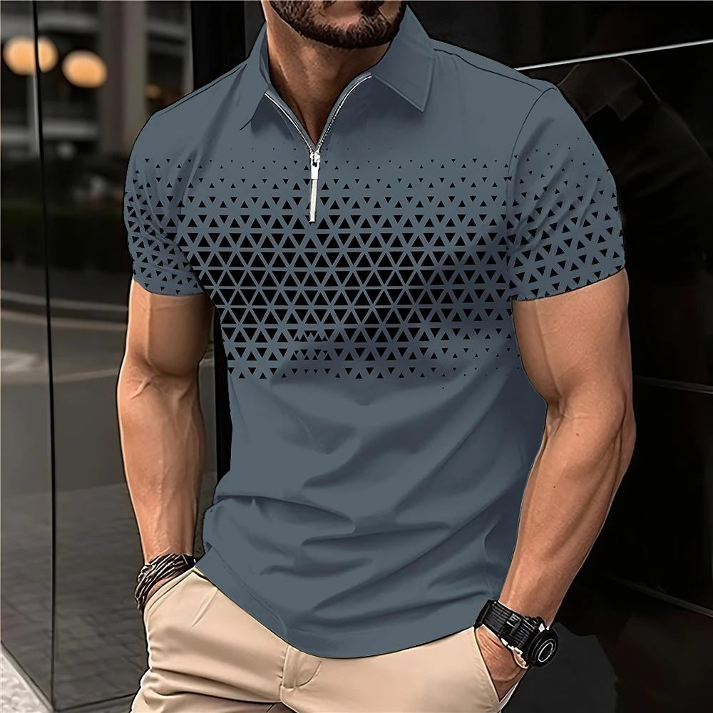 Summer Men Short Sleeve Polo Shirt Fashion 3D T-Shir Lapel Golf Shirt Casual