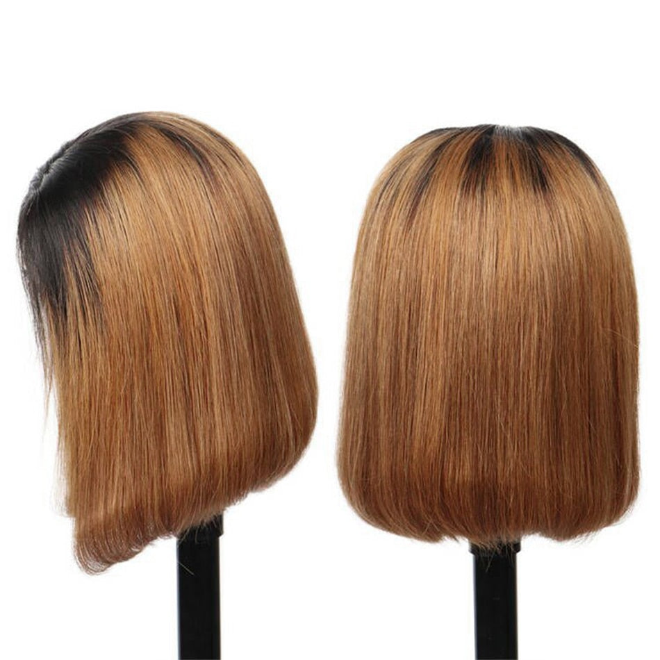SPARK Ombre 1B/30 Bob Peruvian Straight Highlight 13x4 Lace Frontal Short Bob Wig Remy Hair 4x4 Lace Closure Human Hair Wigs