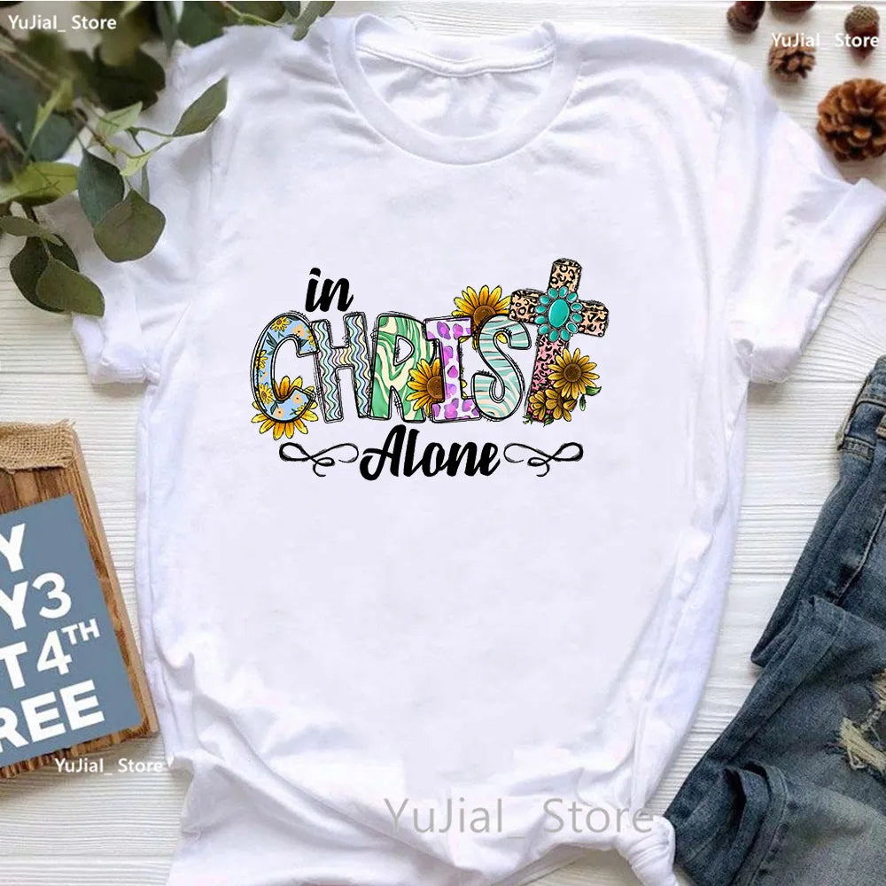 All My Hope Is In Jesus Graphic Print T-Shirt Women