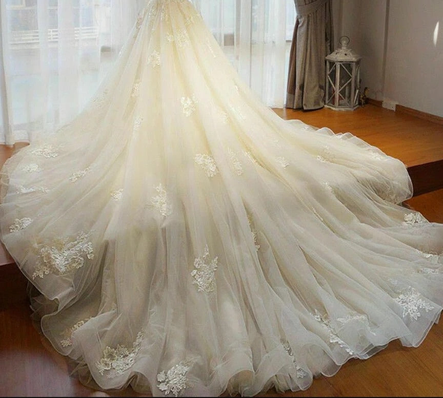 Luxury Detachable Skirt Wedding Overskirt Tulle Train Decorated Bridal Accessories Petticoat White Ivory Lace Appliques