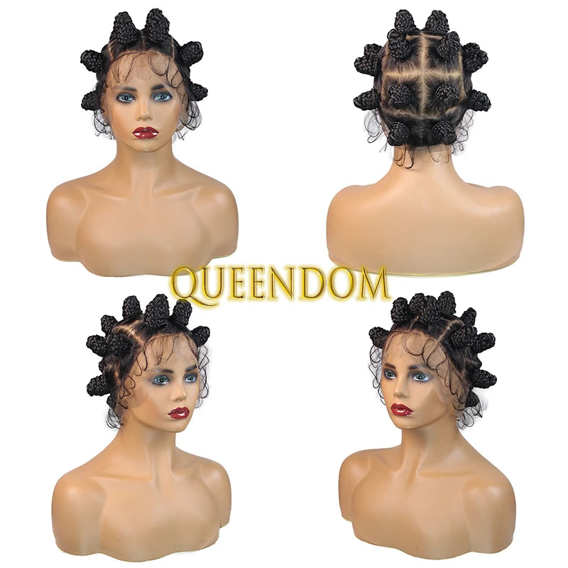 Full Lace Bantu Knots Synthetic Braid Wig Knotless Heat Resistant Crochet Braids