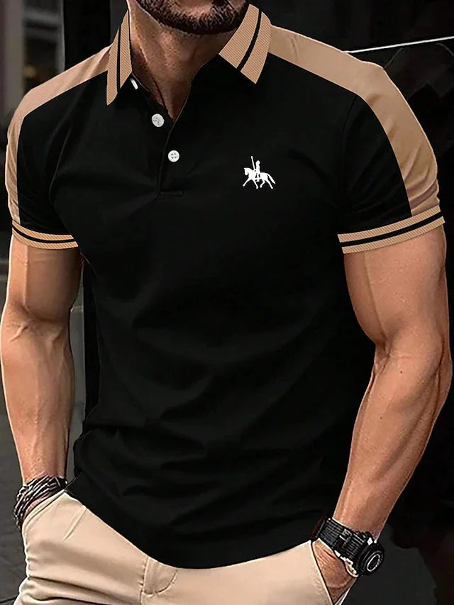 Men Clothes Summer Fashion Short Sleeve Sport Spell Color Polo Shirt Men Sport Lapel Tops 3D Digital Print Polo Shirt .