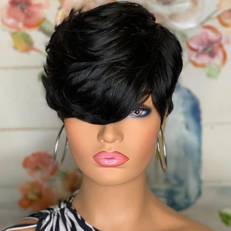 Short Pixie Cut Wig Human Hair Black Women