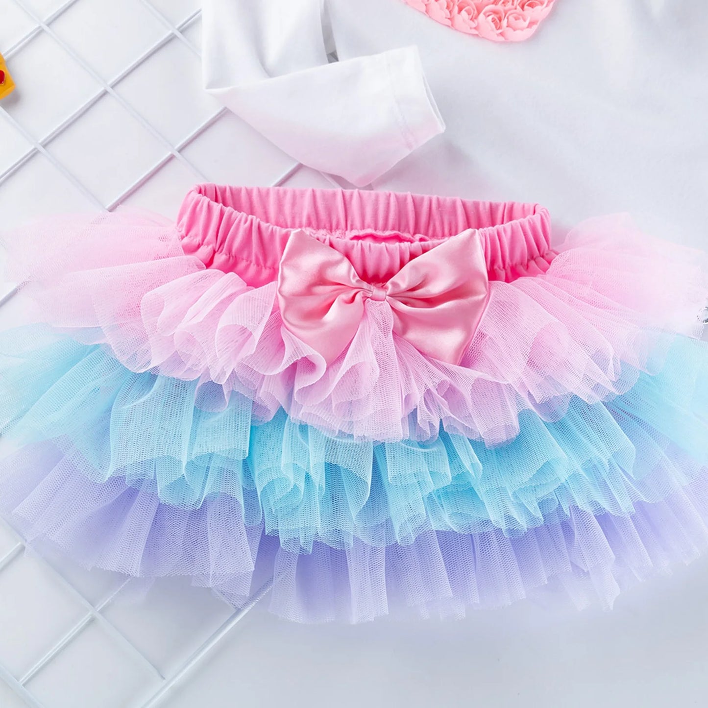 3Pcs Baby Clothes Birthday Outfits 3D Number/Heart O-Neck Long Sleeves Romper + Tutu Skirt + Headband for Girls  0-24 Months