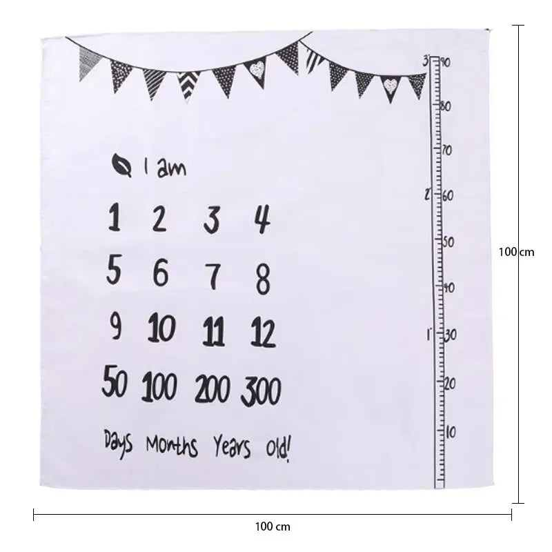 Newborn Baby Monthly Growth Milestone Blanket Photography Accessories for Rug Baby Boy Girls Props Background Cloth