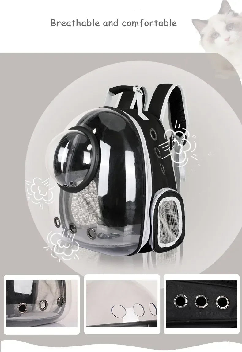 Transparent Capsule Pet Cat Backpack  Out Travel Portable Cat Accessories Breathable Cat Bag for Cats and Small Pet Dogs