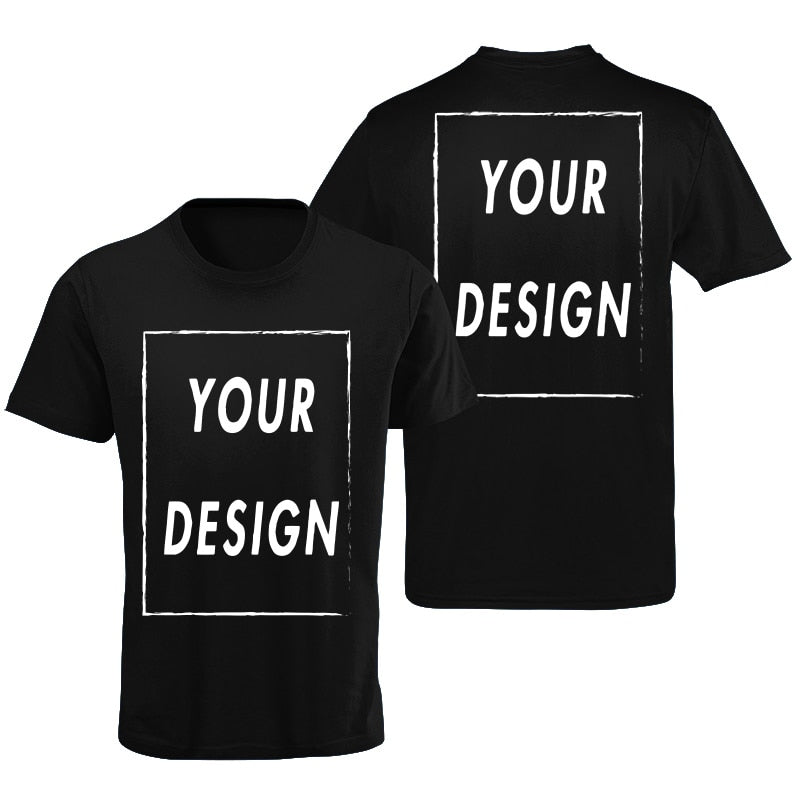 Custom Tshirt Front Back Print Professional Your Own Logo Text Photo Male Personalized Premium Gifts T-shirt EU Size 100% Cotton
