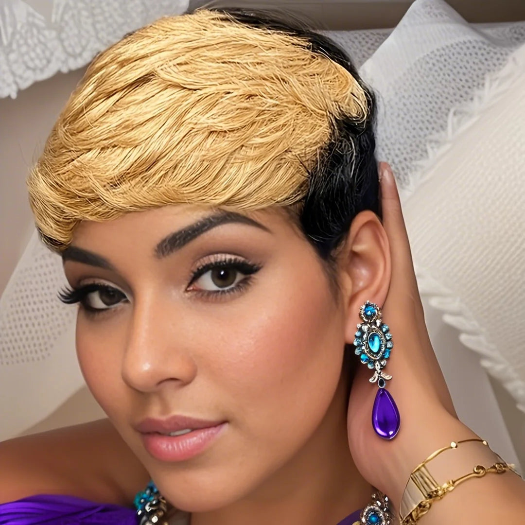 Pixie Cut Wig Short Layered Human Hair Wigs Brazilian Remy Hair Wigs Colorful For Women Full Machine Made Wigs
