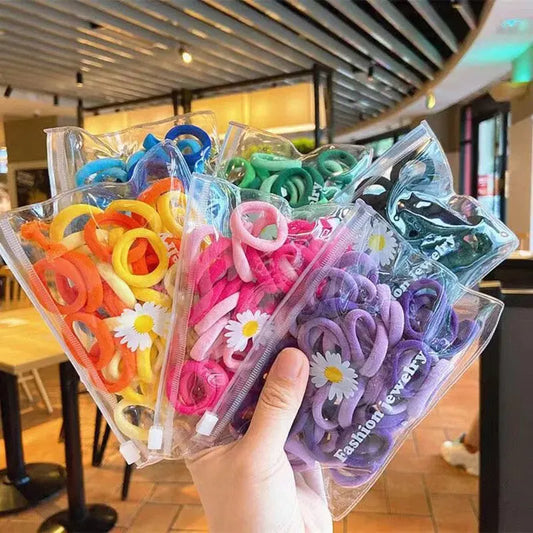 50Pcs/set Korean Hair Candy Color Hair Ring Girls Elastic Rubber Bands