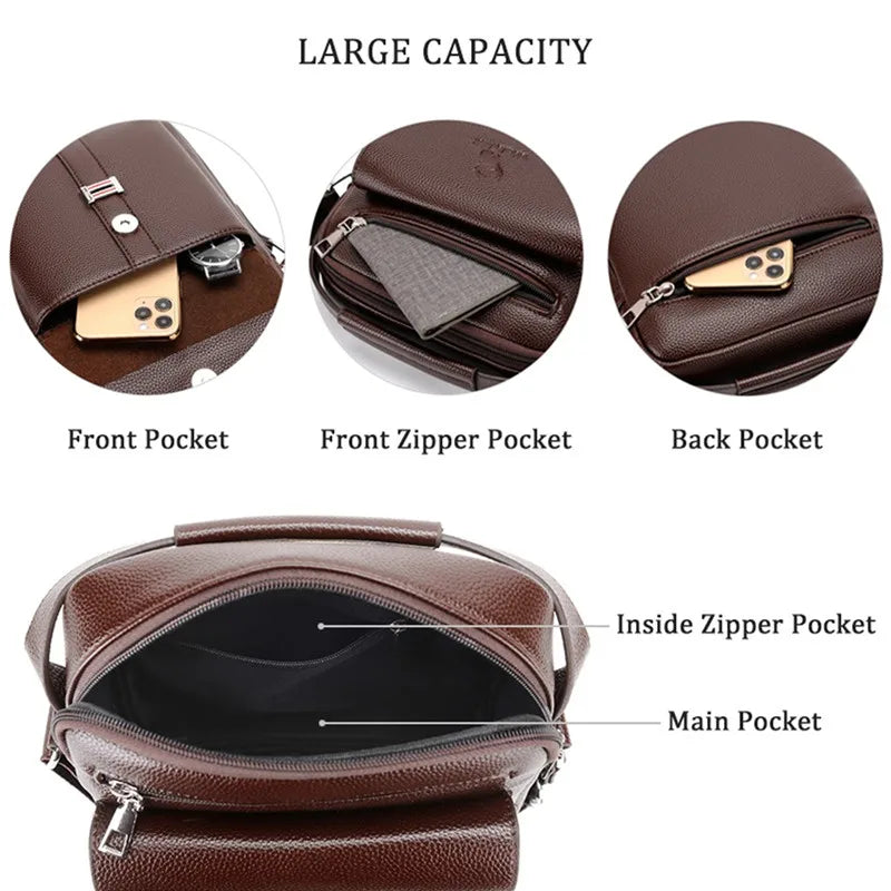 Men's Genuine Leather Crossbody Shoulder Bags High quality Tote Fashion Business Man Messenger Bag Leather Bags fanny pack