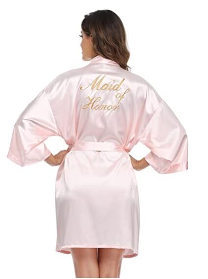 Wedding Bride Bridesmaid Robe Dressing Gown Sexy Women Bathrobe Nightgown Short Sleepwear Casual Flower Kimono Geisha M L XL