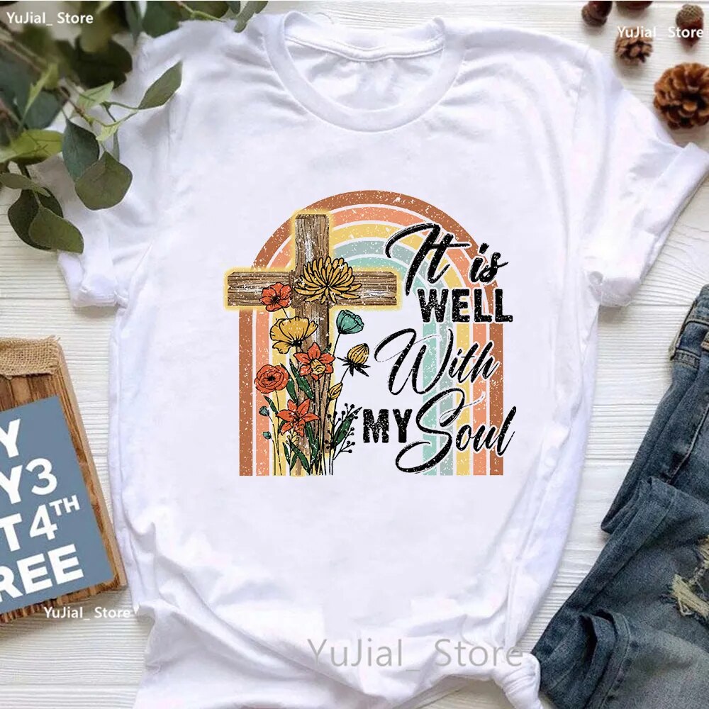 All My Hope Is In Jesus Graphic Print T-Shirt Women