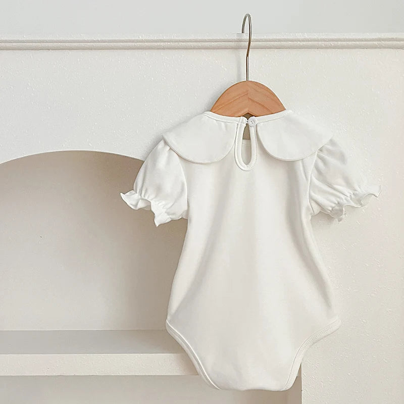 Baby Newborn Bodysuit Summer Doll Collar Baby Romper White Cotton One-piece Clothes Infant Girls Boys Jumpsuit Outfits 0-24M