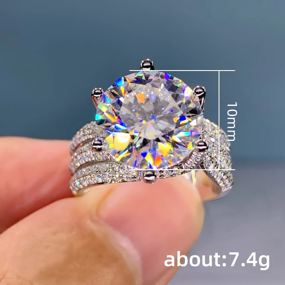 10MM Cubic Zirconia Wedding Bands Ring for Women Luxury Crystal CZ Ring Engagement