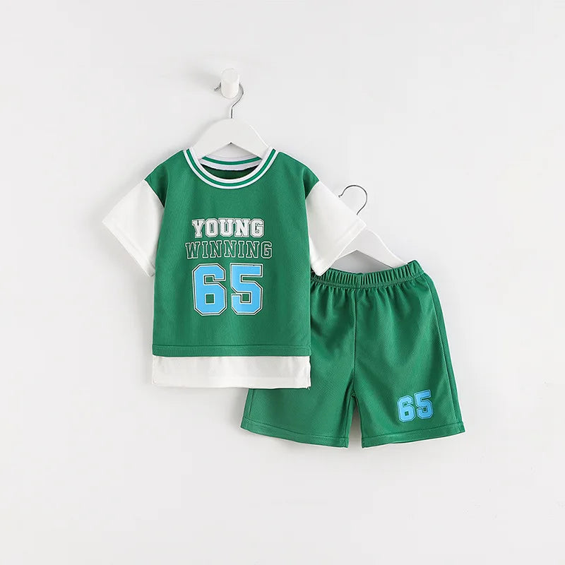 New Sport Outfits Baby Clothing Sets Sport Clothes For Kids Child Casual Tracksuit Short Sleeve T-shirt + Shorts Children Outfit