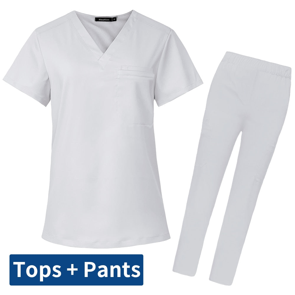Scrubs Medical Uniform Clinic Hospital Doctor Overalls V-neck Fashion Scrub Pharmacy Nurse Clothes