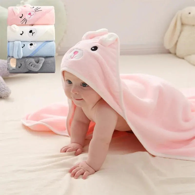 Unisex Absorbent  Hood Coral Fleece Warm Bath Towel Baby Quilt