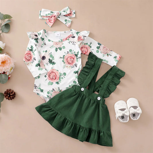 Newborn Baby Girl 3PCS Clothes Set Floral
