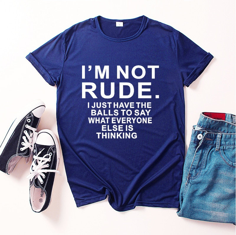 I am Not Rude Letter Print Women T Shirt Short Sleeve O Neck Loose Women Tshirt Ladies Tee Shirt Tops Cloth