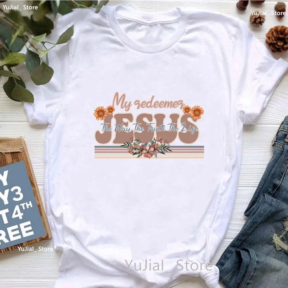 All My Hope Is In Jesus Graphic Print T-Shirt Women