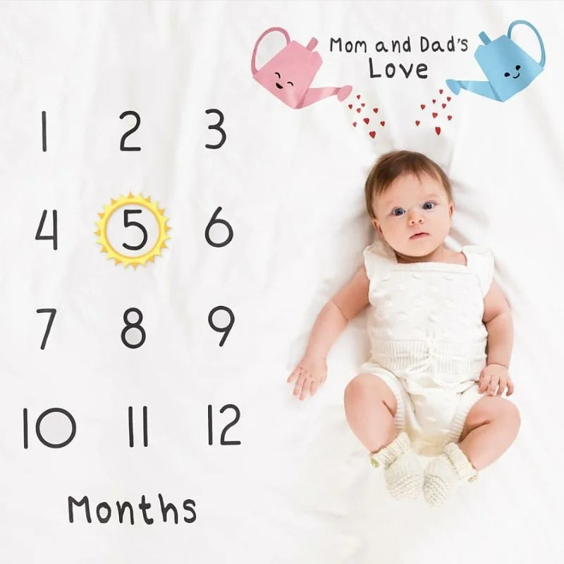 Baby Milestone Blanket Infant Photo Props Background Mats Portray Diaper Baby Calendar Grow Backdrop Cloth Photography Accessory