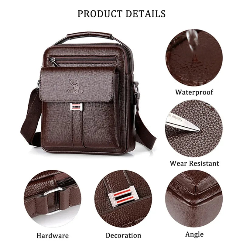 Men's Genuine Leather Crossbody Shoulder Bags High quality Tote Fashion Business Man Messenger Bag Leather Bags fanny pack