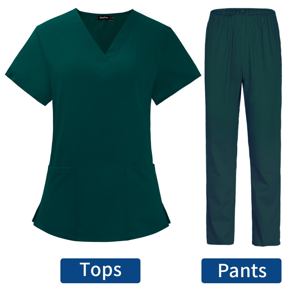 Uniforms Nurse Women Thin and Light Fabric Short Sleeve Medical Clothes Scrubs Nursing Pants Elastic Medical Uniforms for Summer