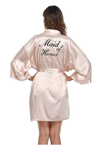 Wedding Bride Bridesmaid Robe Dressing Gown Sexy Women Bathrobe Nightgown Short Sleepwear Casual Flower Kimono Geisha M L XL