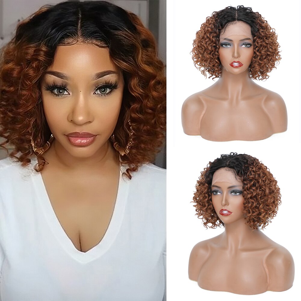 Ombre Brown Kinky Curly Lace Front Wigs