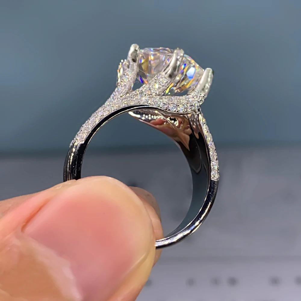 10MM Cubic Zirconia Wedding Bands Ring for Women Luxury Crystal CZ Ring Engagement