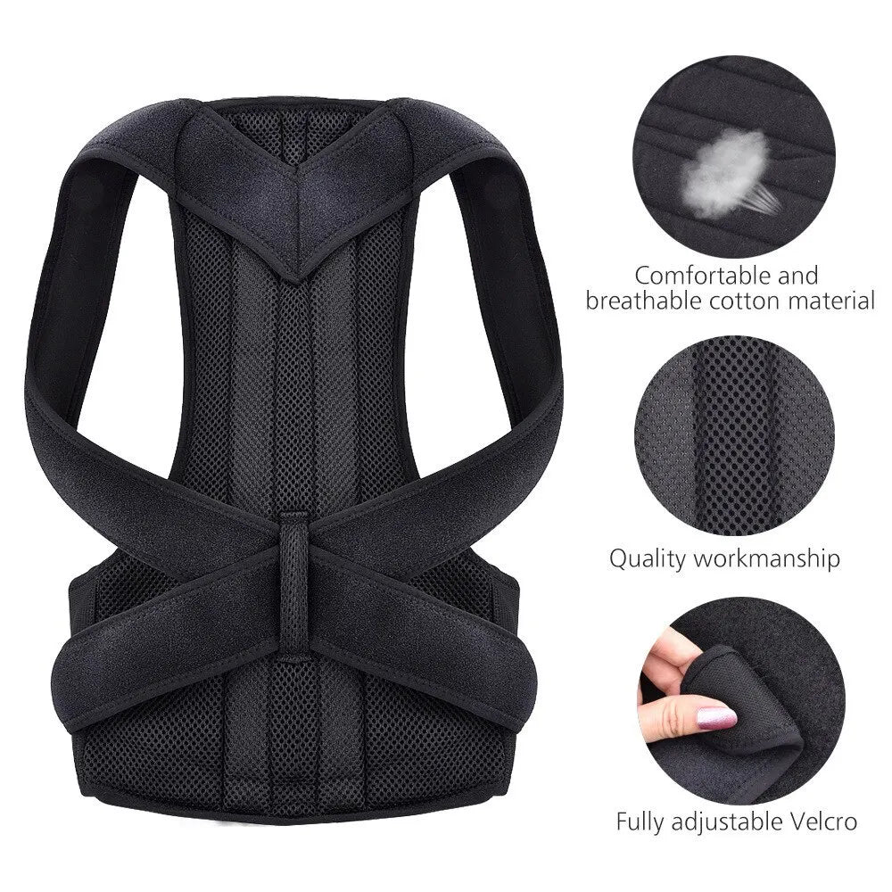 Adjustable Back Posture Corrector With Breathable Shoulder And Waist Support Straps To Relieve Back Pain