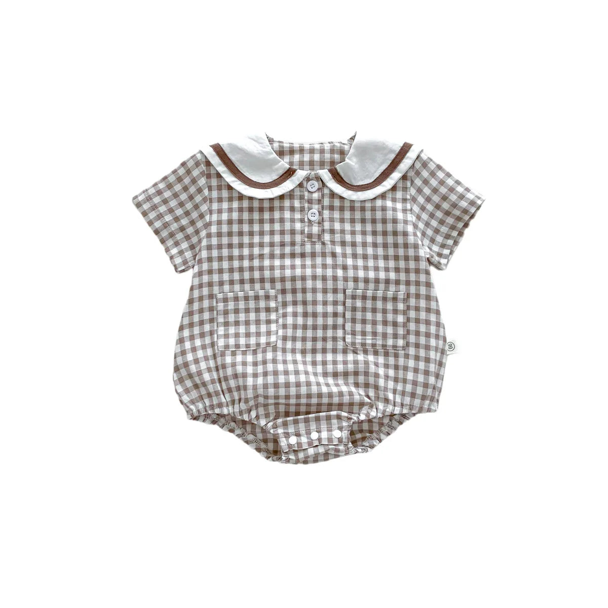 Summer New In Infant Baby Girls Short Sleeve Plaid Bear Outwear Kids Cotton Clothing One-pieces Newborn Cute Bodysuits 유아복