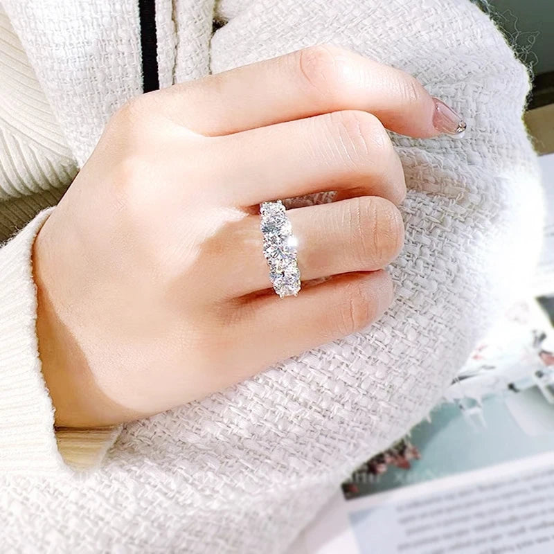 Women's Luxury Silver 925 Rings Sparkling 3.6ct Diamond Moissanite Rings for Bride Engagement Wedding Band Gift Jewelry