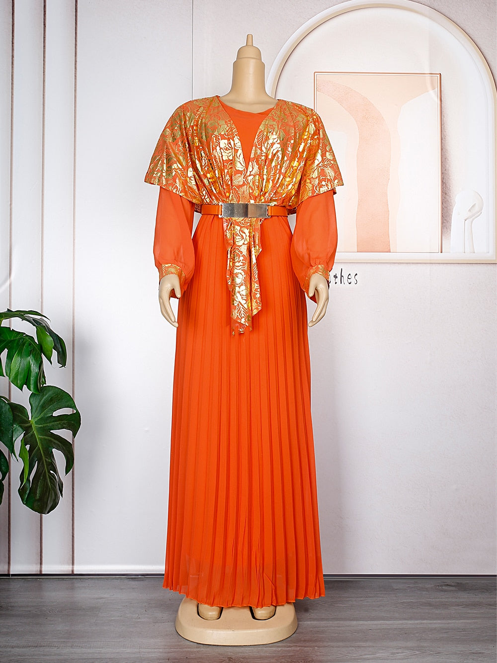 Chiffon Dresses Women Plus Size Evening Party Long Dress Dashiki Print Muslim Abaya Kaftan