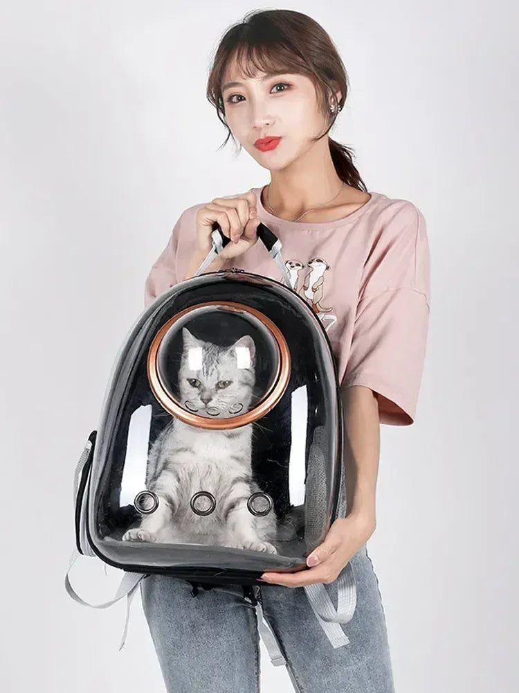 Transparent Capsule Pet Cat Backpack  Out Travel Portable Cat Accessories Breathable Cat Bag for Cats and Small Pet Dogs