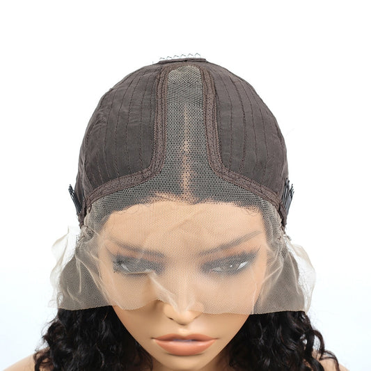 Bob Lace Wig Curly Women Deep Water Curly Wave Human Hair Short Lace Frontal T Part Wig