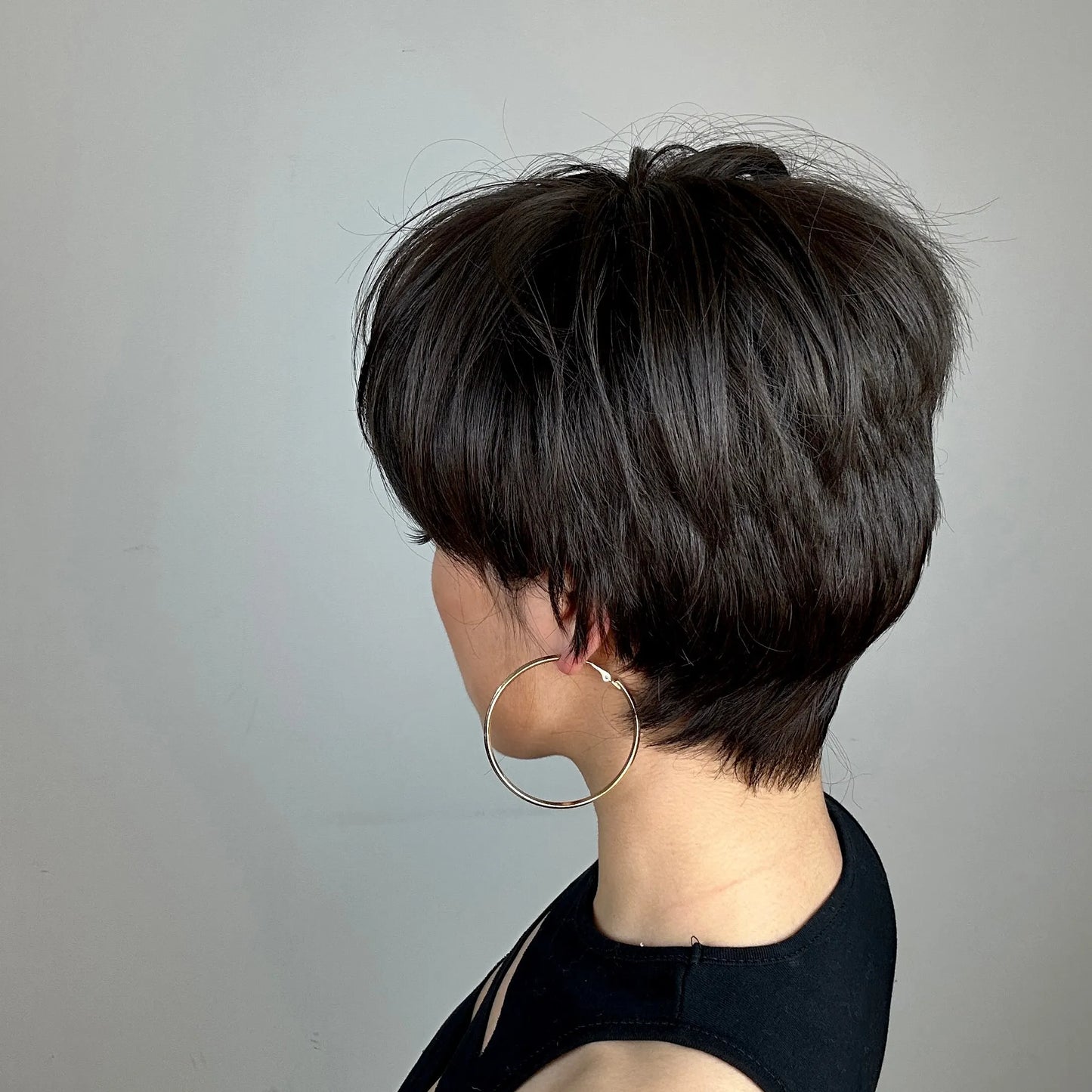 Pixie Cut Wigs for Women Natural Synthetic Short Black Layered Hair Wig with Fluffy Bangs Afro Daily Heat Resistant