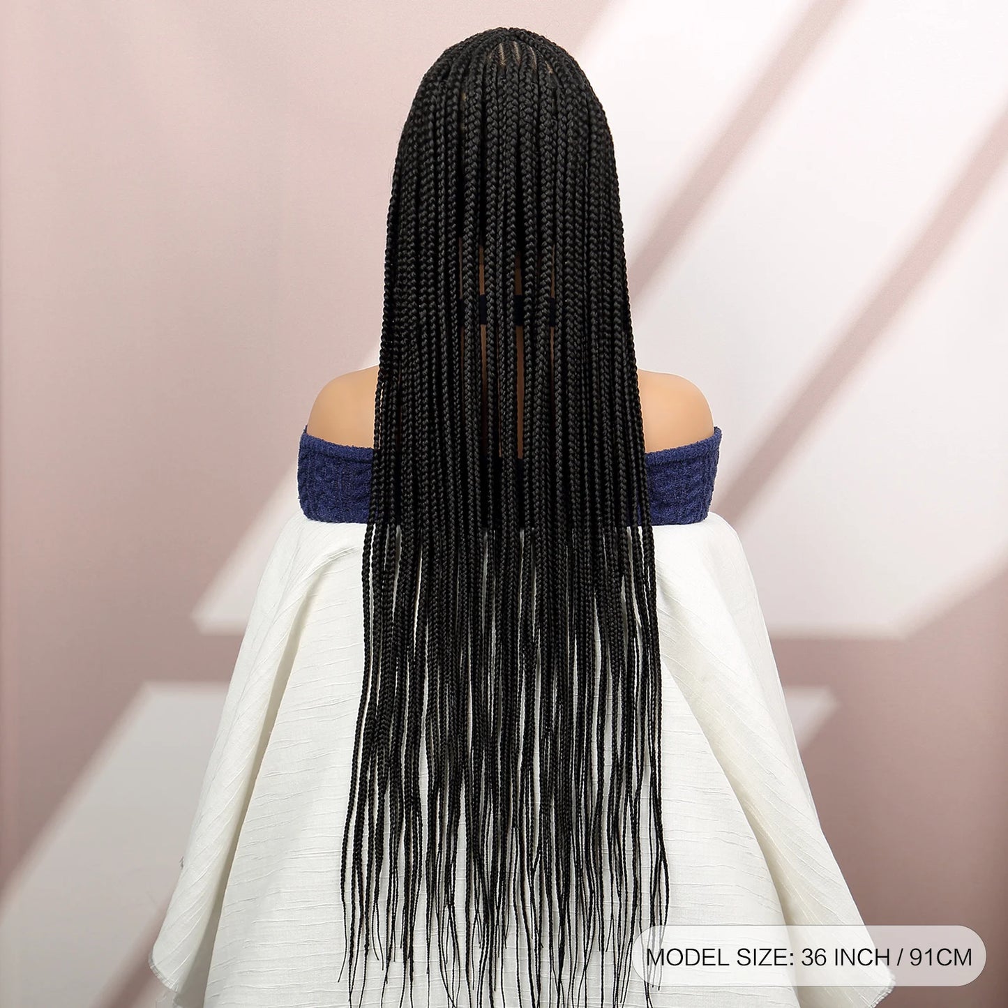 Synthetic Cornrow Braided Wigs Synthetic Full Lace Box Braided Wigs for Black Women American Women Daily Use Braided Wigs