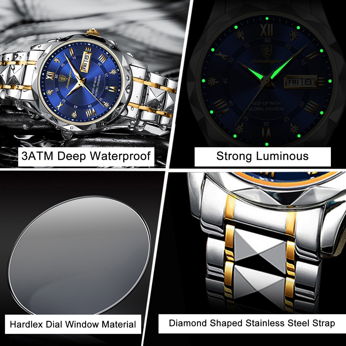 BeniSap Luxury Wristwatch Waterproof Men Watches Stainless Steel