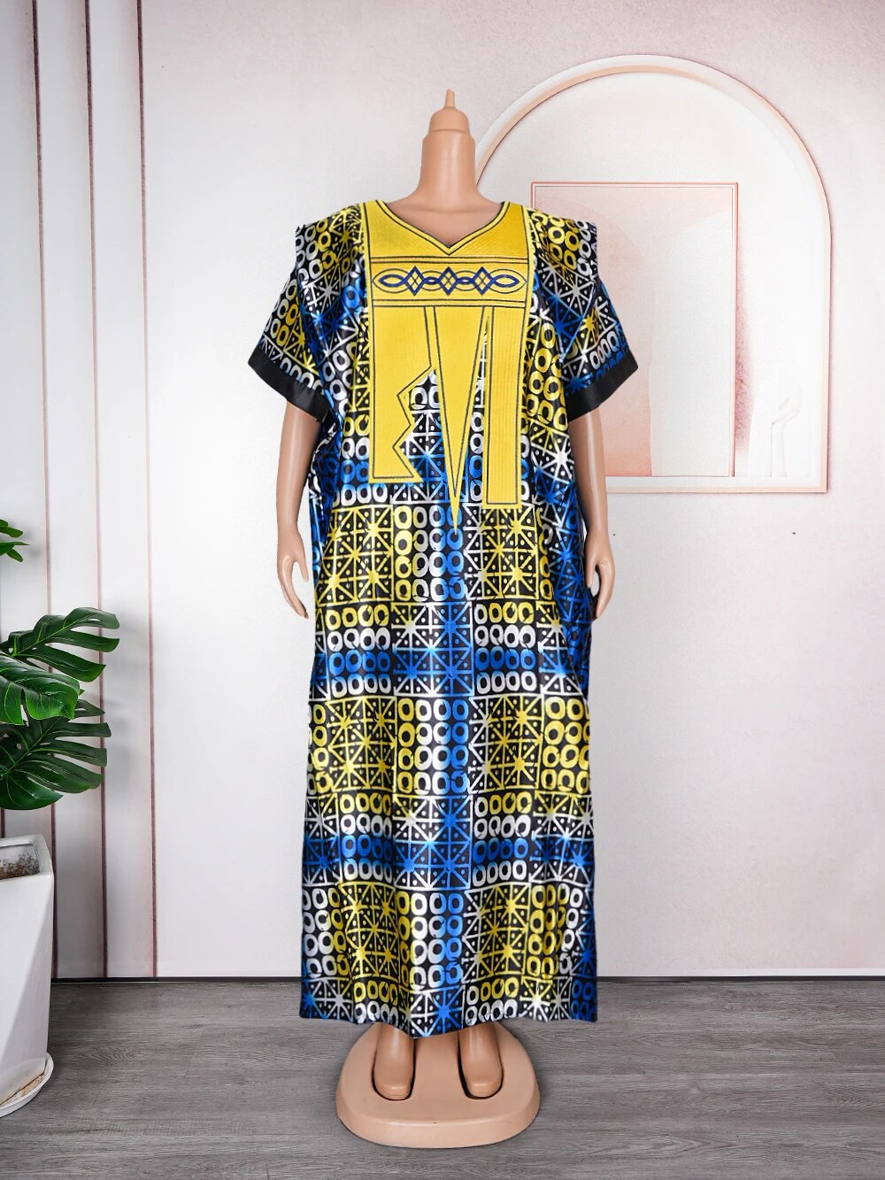 Women Plus Size Batik Print Traditional Embroidery Dresses