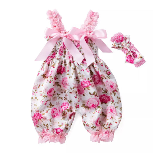 New Girls Summer Backless Romper Baby Lace-up Bloomer Jumpsuit Infant Easter Print Polyester Newborn Photography Costumes Props