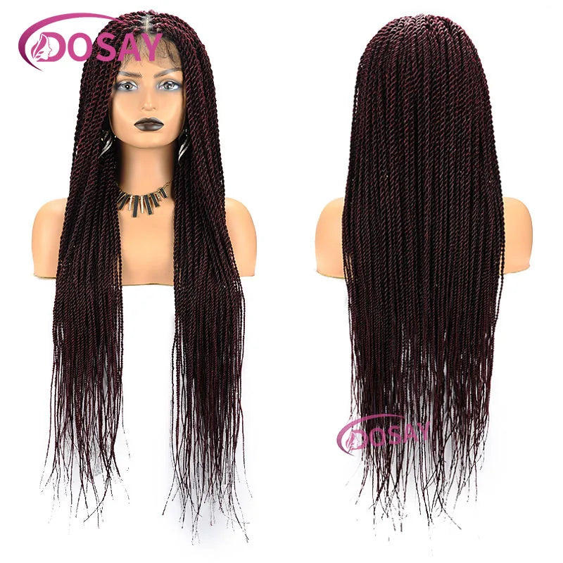 Twist Braided Wigs Box Braided Lace Front Wig For Black Women Synthetic Full Lace Frontal Wig Faux Locs Wig Goddess Braids Wigs