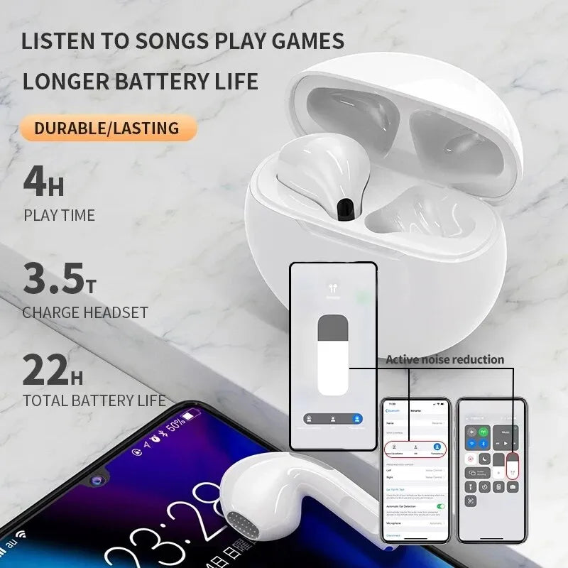 Original Pro 6 TWS Wireless Bluetooth Earphones Headphones Earphone Headset For Xiaomi Android Earbuds